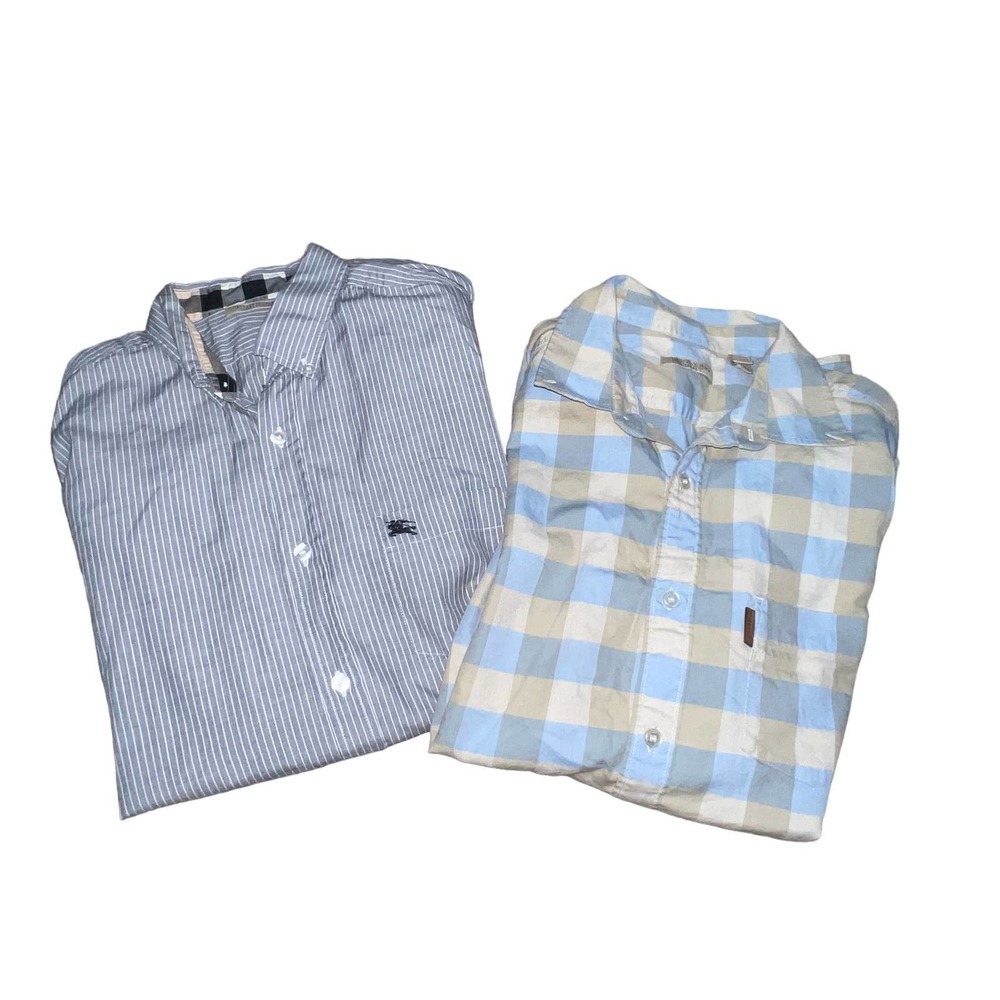 Burberry Brit Medium Men's Long Sleeve Dress Shirts Blue